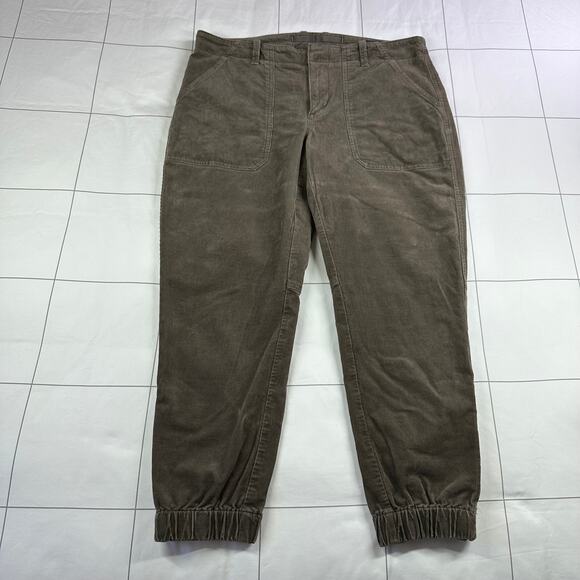 Banana Republic Pants Womens 10 Petite Brown Corduroy Jogger Utility Ankle Zip - Picture 2 of 13